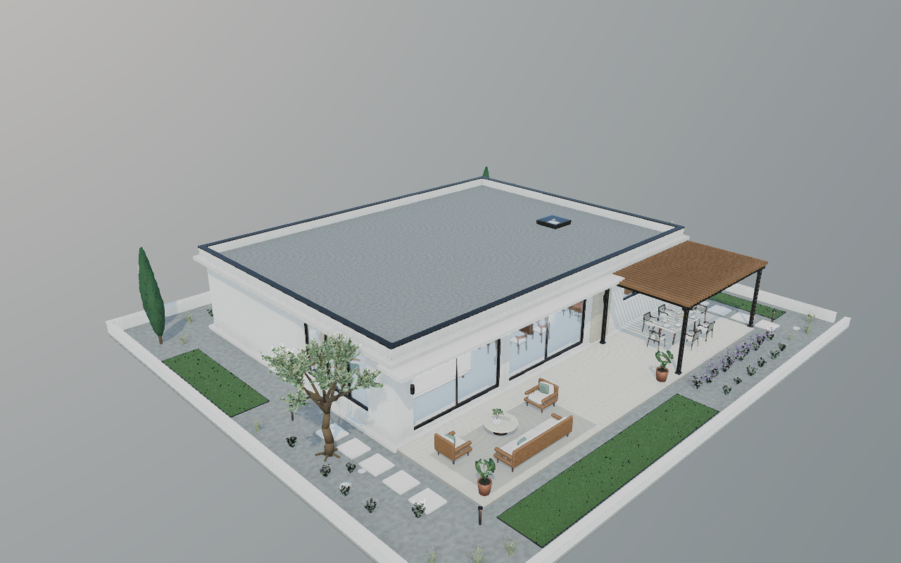 3D viewer preview of the Villa Oliva bungalow created by GPT-6 Astra