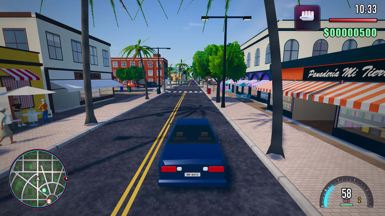 Gameplay screenshot from Neon Palms — Port Solana generated by Claude Opus 5.5