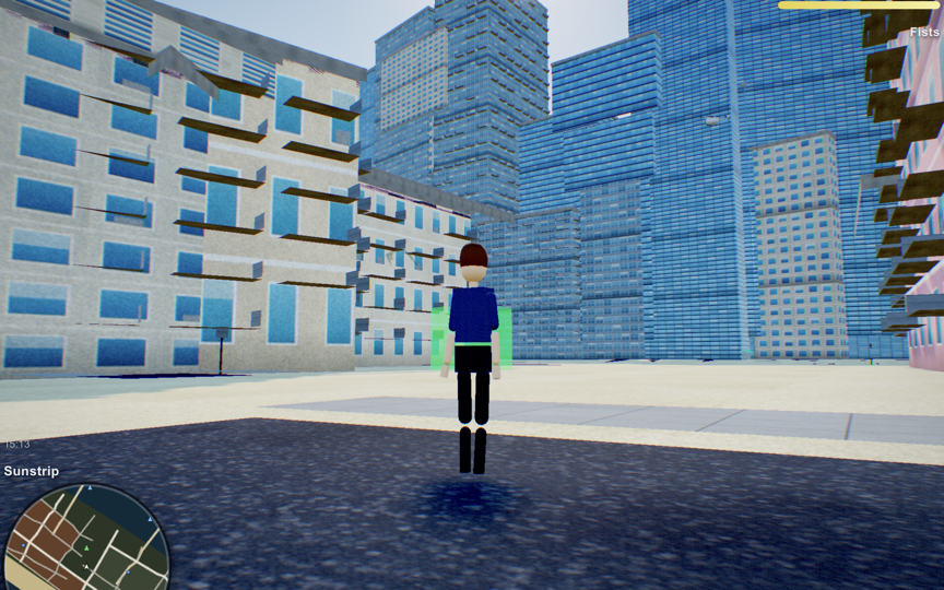 Gameplay screenshot GTA hry Neon Bay vygenerovanej modelom Claude Opus 5