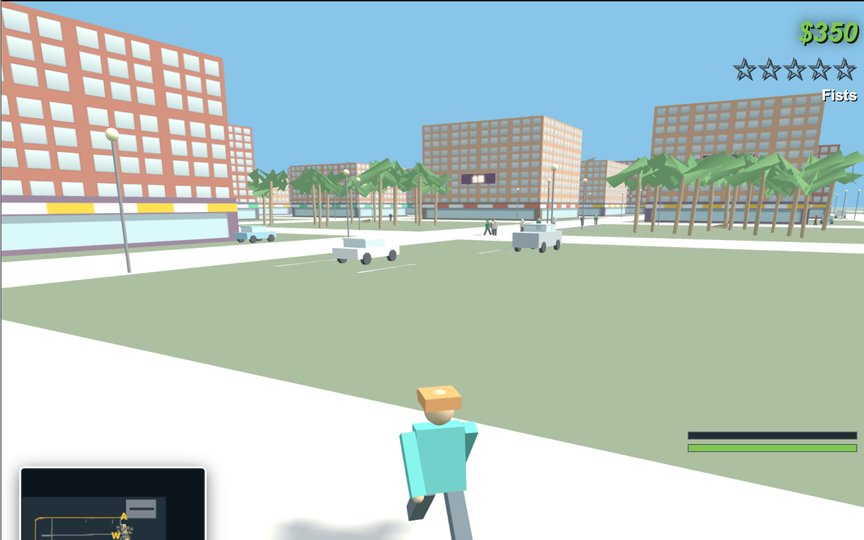 Gameplay screenshot of the GTA game Palm City generated by GLM 5.3 Flash